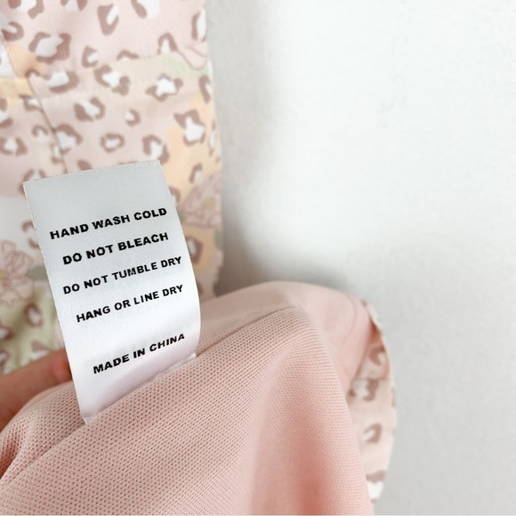 Et Clet Animal & Floral Print Lace Up Back Mini Dress Sz M - Picture 10 of 10